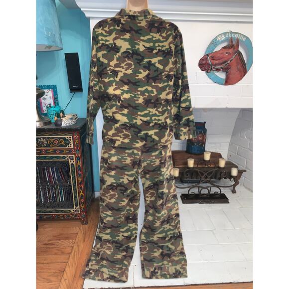 VINTAGE CAMOUFLAGE CAMO FLANNEL PAJAMAS S - Picture 2 of 6